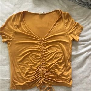 yellow scrunch crop top